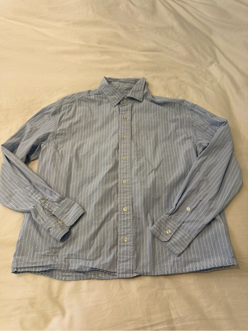 Old Navy Light Blue White Pinstripe Button-Up Shirt